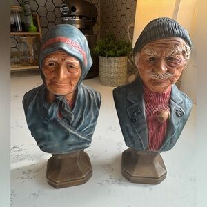 Vintage Holland Mold Ceramic Bust of “Old Salty Dog” & “Old Sea Lady”